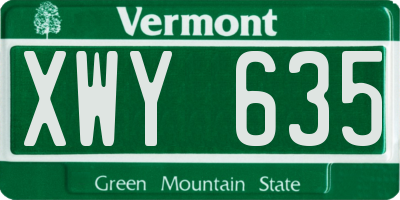 VT license plate XWY635