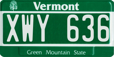VT license plate XWY636