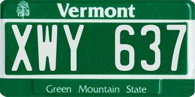 VT license plate XWY637