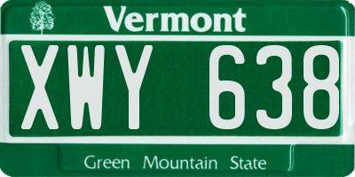 VT license plate XWY638