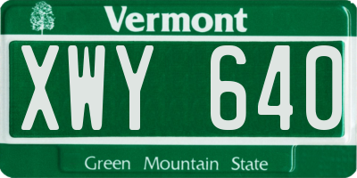 VT license plate XWY640