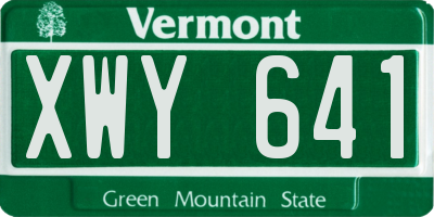 VT license plate XWY641