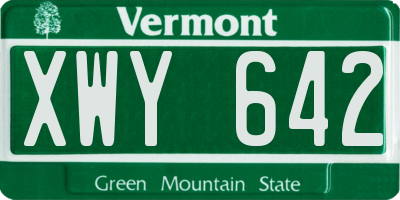 VT license plate XWY642