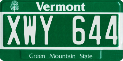VT license plate XWY644