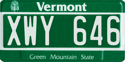 VT license plate XWY646