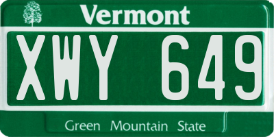 VT license plate XWY649