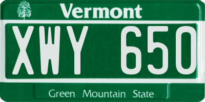 VT license plate XWY650