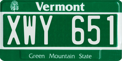 VT license plate XWY651