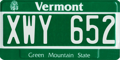 VT license plate XWY652