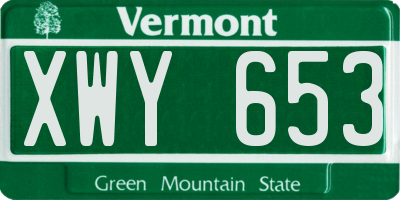 VT license plate XWY653