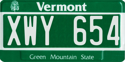 VT license plate XWY654