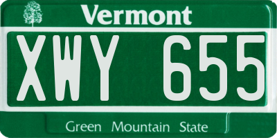 VT license plate XWY655