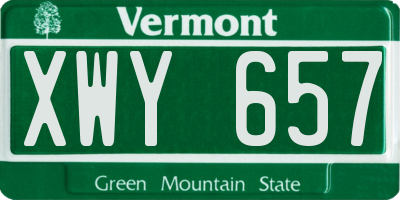 VT license plate XWY657