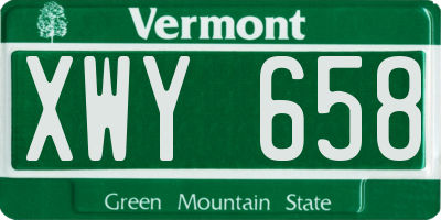 VT license plate XWY658