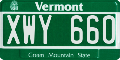 VT license plate XWY660