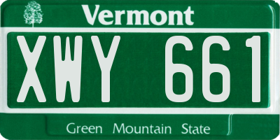 VT license plate XWY661