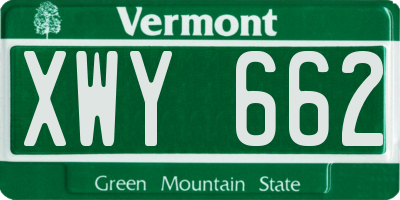 VT license plate XWY662