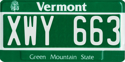 VT license plate XWY663