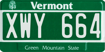 VT license plate XWY664