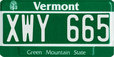 VT license plate XWY665