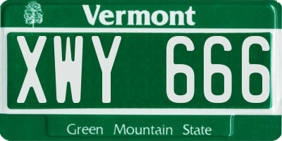 VT license plate XWY666