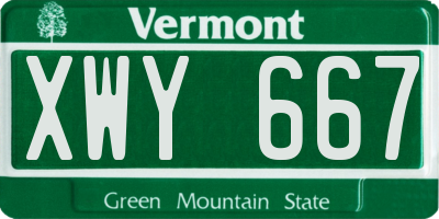 VT license plate XWY667