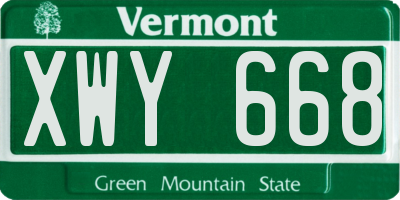 VT license plate XWY668