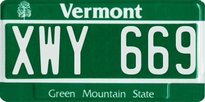 VT license plate XWY669