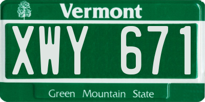 VT license plate XWY671