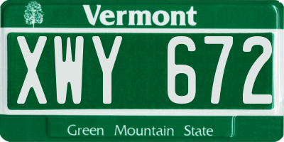 VT license plate XWY672