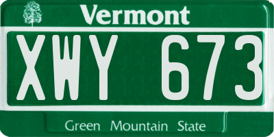 VT license plate XWY673