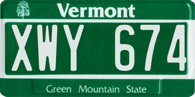 VT license plate XWY674