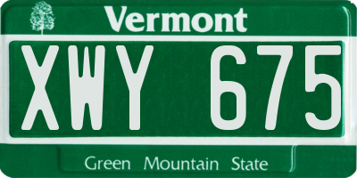 VT license plate XWY675