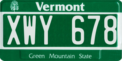 VT license plate XWY678
