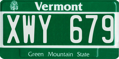 VT license plate XWY679
