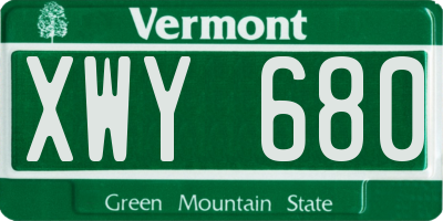 VT license plate XWY680