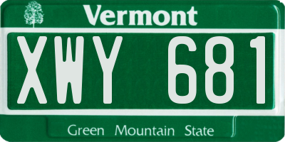 VT license plate XWY681