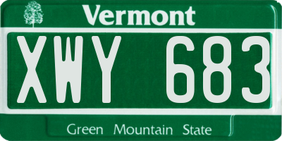 VT license plate XWY683