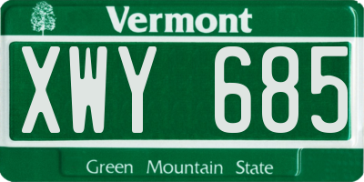 VT license plate XWY685