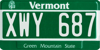 VT license plate XWY687