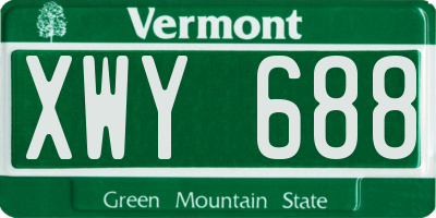 VT license plate XWY688