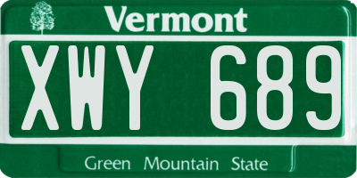 VT license plate XWY689