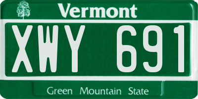 VT license plate XWY691