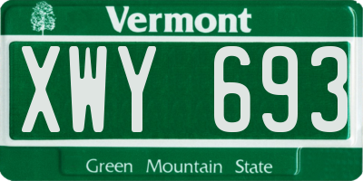 VT license plate XWY693
