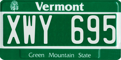 VT license plate XWY695