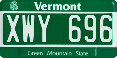 VT license plate XWY696