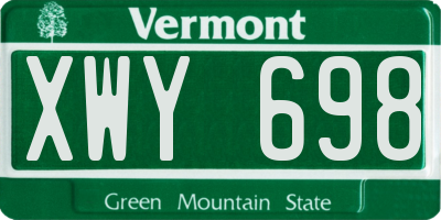 VT license plate XWY698