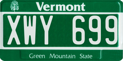 VT license plate XWY699