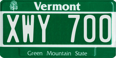 VT license plate XWY700