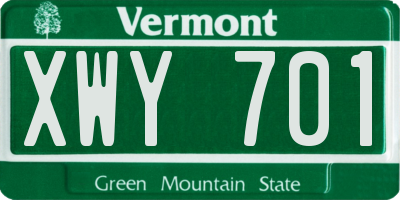 VT license plate XWY701